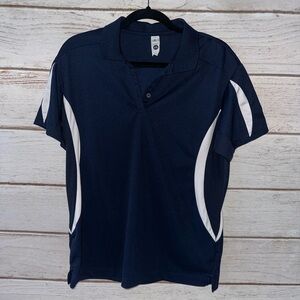 BAW Ladies Polo Shirt Cool-Tek Navy Blue White Accents Size Large Golf Tennis